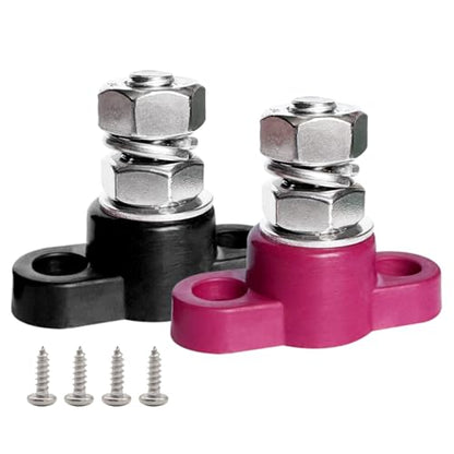 Ampper 3/8" Stud Battery Junction Post Terminal Distribution Block, 1 Pair - size: 3/8"