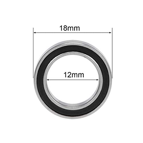 uxcell 6701-2RS Deep Groove Ball Bearings Z2 12mm x 18mm x 4mm Double Sealed Chrome Steel 10pcs - size: 12x18x4mm