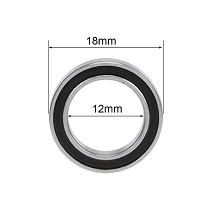 uxcell 6701-2RS Deep Groove Ball Bearings Z2 12mm x 18mm x 4mm Double Sealed Chrome Steel 10pcs - size: 12x18x4mm