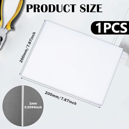 PTFE Plastic Sheet, Virgin PTFE Sheet Teflon Sheets - 200mmx200mm Thickness 1mm Non Stick Sheets for Gasket Seals Liners Bearings - size: 200mmx200mmx1mm