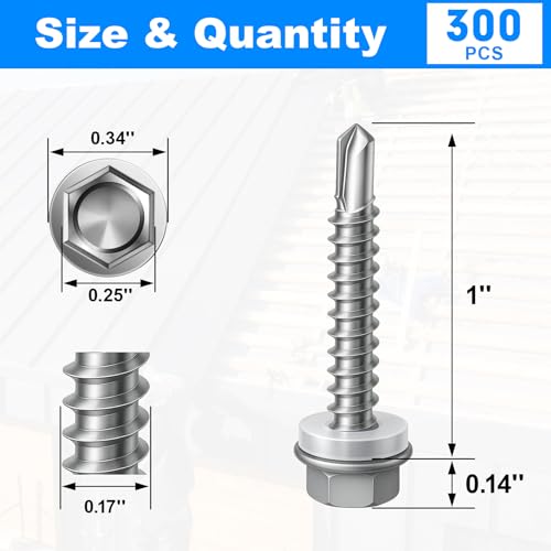 300Pcs Self Tapping Screws Sheet Metal Screws #8x1 - size: #8 x 1", style: 300