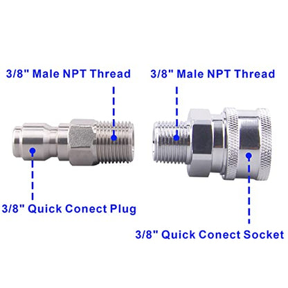 DERNORD High Pressure Ball Valve Kit 3/8 Inch Quick Connect for Power Washer Hose, 4500 PSI (3/8'') - size: 3/8 Inch