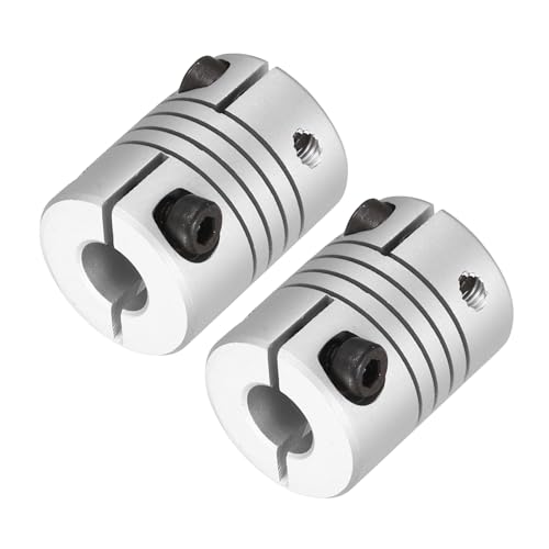 MECCANIXITY 2 Pcs 4 to 6.35mm Flexible Shaft Coupling 20mm L 15mm Dia - size: 4 to 6.35mm