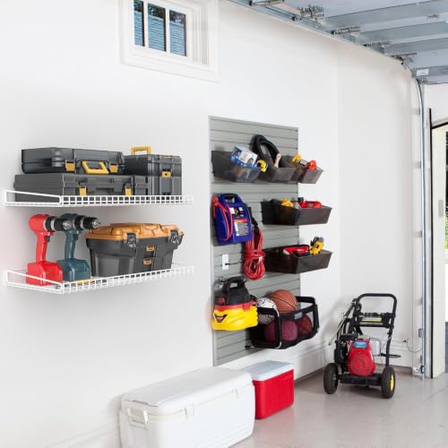 Wallmaster Garage Wall Shelves 23.6"x11.8" Wall Mount Metal Shelves 2 Pack - color: White, size: 2pack