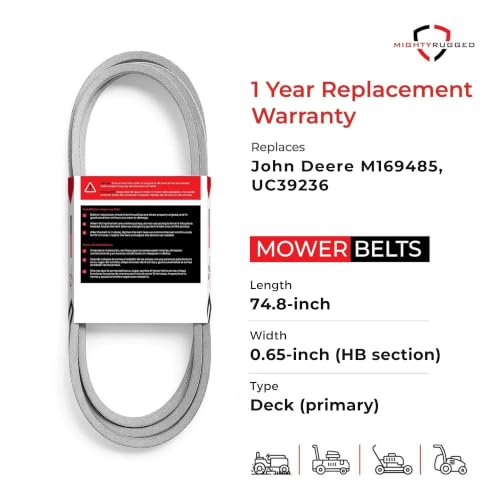 MightyRugged M169485 UC39236 Primary Deck Belt for John Deere X350 X570 - size: 74.8 in x 0.65 in