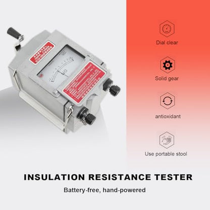 1000MΩ Megger Meter Insulation Resistance Tester with Rubber Bottom, 10 Accurate Resistance Tester Digital Meter, High-precision Resistance Tester Digital Resistance Tester Meter w/Wire 110V US