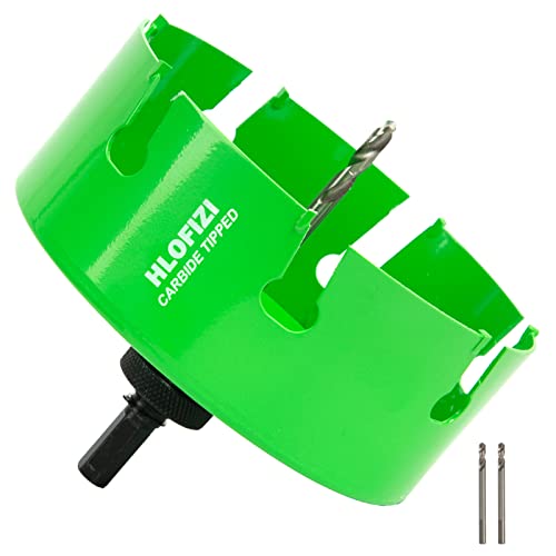 6-1/4 Inch Carbide Tipped Hole Saw Recessed Lights Multi-Material Hole Cutter with Arbor for Wood, Drywall, Plastic, PVC, Fiberglass, 5X Faster, Green - size: 6-1/4 In.