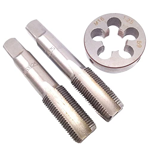 16mm x 1.25 HSS Metric Tap and Die Set Right Hand Thread,Tapping DIY Tool 3pcs (M16 x 1.25mm) - size: M16 x 1.25mm