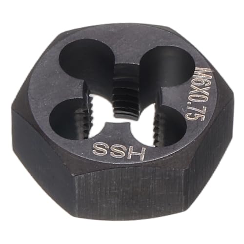 HARFINGTON Hex Threading Die M6 x 0.75 Metric Thread Right Hand High Speed Steel Rethreading Fixed Die Screw Cutting Tapping Repair Tool - size: M6 x 0.75