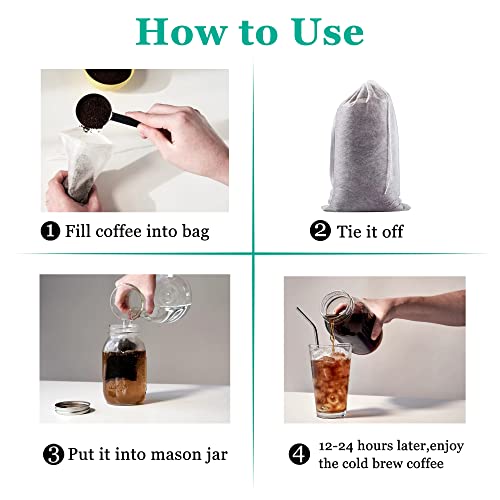 Yzurbu 200pcs 4''x6'' Cold Brew Coffee Filter Bags, No Mess Disposable Filter Bag with Drawstring for Coffee Grounds & Ice Tea - size: 200pcs - 4''x6''