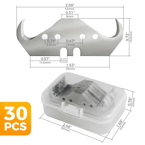 30PCS Utility Hook Blades, SK5 Carbon Steel Super Big Hook Trimming Blades, Safety Horn Knife Blade for Wallpaper, Cutting Carpets, Roofing, Industry Materials - color: 30pcs