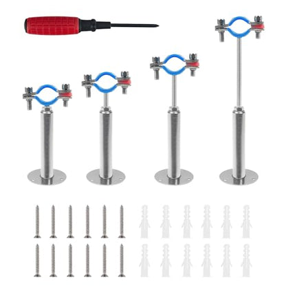 4PCS 304 Stainless Steel Wall Mount Ceiling Mount Pipe Supports,Suitable for OD Pipe 3/4"(25-28mm),Adjustable Height 100-200mm,Adjustable Pipe Strap Clamp with Screws - color: Adjustable Height 100-200mm, style: 4pcs 3/4"(25-28mm)