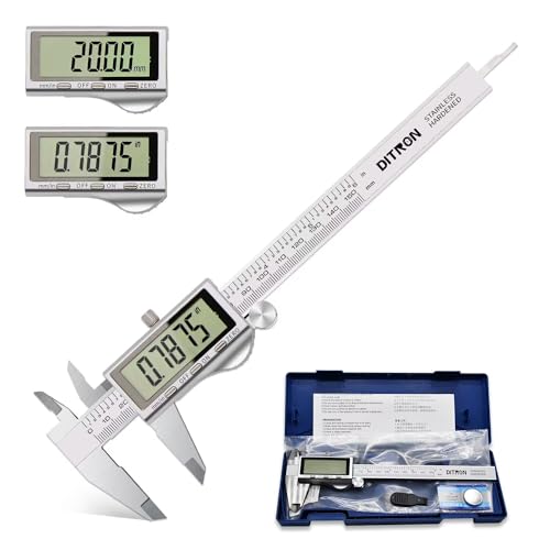 Digital Caliper, Vernier Calipers Measuring Tool, Stainless Steel Electronic Digital Calipers with Large LCD Screen, 6 inch/ 150mm, Auto - Off, Inch/mm Conversion