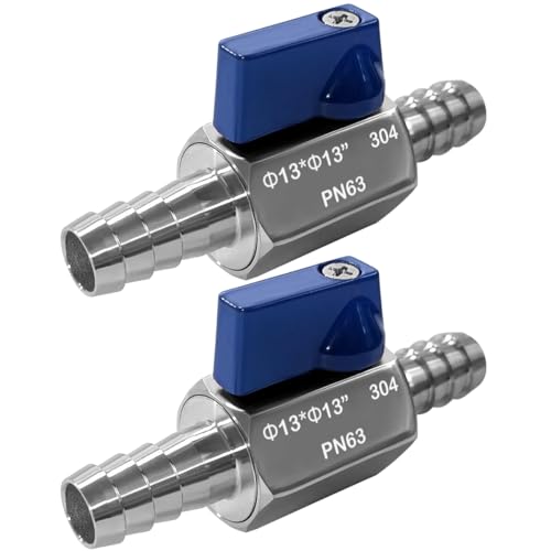 Beduan 2PCS 1/2” Barb Ball Valve 304 Stainless Steel Mini Shut Off Valve - size: 1/2" Hose Barb