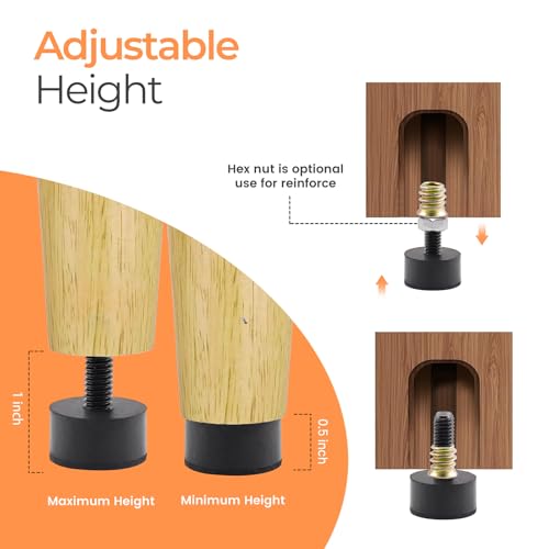 5/16 Rubber Adjustable Furniture Leveler，16 Pack Leveling Feet Screws in Threaded, Feet Levelers Screw On Furniture Glide Leveling for Table, Chair, Furniture Legs - size: 5/16 Thread, 16 Pack