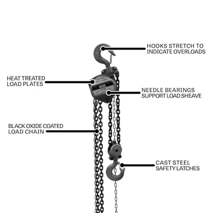 JET 3-Ton Hand Chain Hoist, 20' Lift (Model S90-300-20) - size: 3 Ton, style: 20' Lift