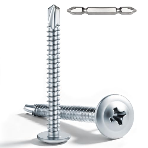 200 PCS #8 x 1-1/2" Sheet Metal Screws, Phillips Modified Truss Head Self Drilling Screws, Zinc-Plated, Self Tapping Screws for Metal, Wood, Plastic, Double-Ended Bit Included - color: Zinc, size: #8 x 1-1/2"