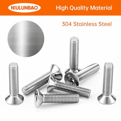 M10-1.5 x 50mm Flat Head Hex Socket Cap Screws Countersunk Bolts, 304 Stainless Steel, Machine Fully Threaded, Metric Allen Socket Drive, Bright Finish, 10PCS - size: M10-1.5 x 50mm(10PCS)