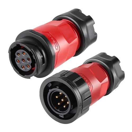 CNLINKO YM-20 7 PIN Industrial Waterproof Connector,IP68 Circular Connector,PBT Plastic Shell Quick Plug Aviation Connector M20 Male Plug and Female Plug - size: 7-Pin, style: Solder-Assembly