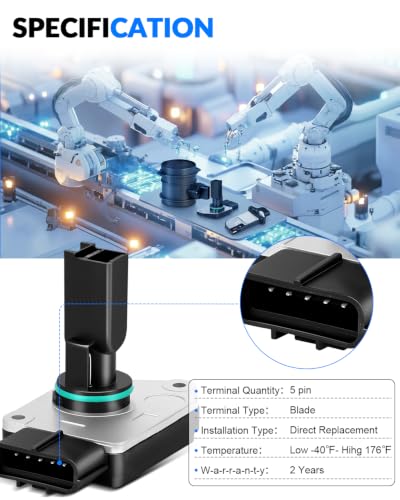 Mass Airflow Sensor 3L3Z12B579AB MAF Sensor Fits for for:-Ford Excursion F250 F350 Super Duty V8 6.0L, 3L3U12B579AA, 3L3Z12B579AB, AFLS130, 3L3Z12B579ARM, AF10129, AF1012911B1 - size: 3L3Z12B579AB