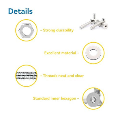 330 Pcs M4 Screws Assortment Kit, M4x6mm/8mm/10mm/12mm/16mm/20mm/25mm/30mm, Metric Hex Flat Head Countersunk Screws Nuts Washers Kit with Wrench, 304 Stainless Steel - size: M4 330Pcs