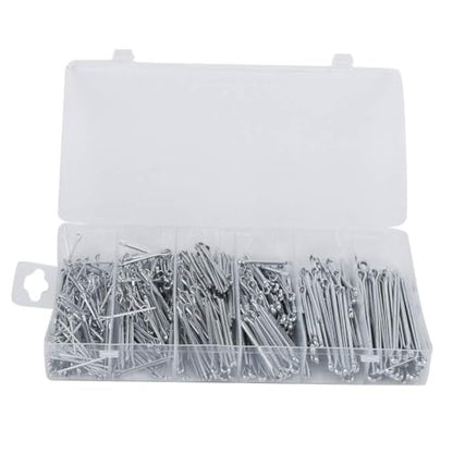 555Pcs Cotter Pin Assortment Kit, Industrial Zinc Plated Split Cotter Pin Set, Mechanical Fasteners, Metal Fastener Set, Hardware Assortment Kit for Machinery