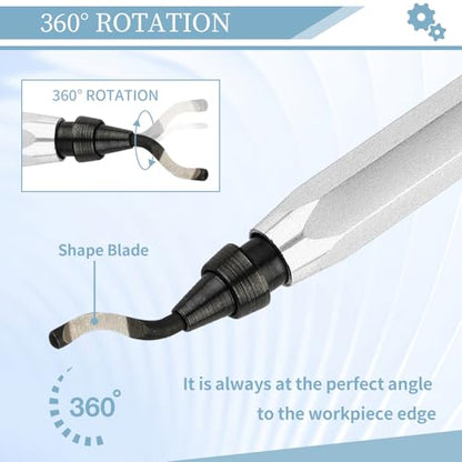 Deburring Tool with 12 HSS Blades for Metal Resin PVC 3D Print - color: Silver