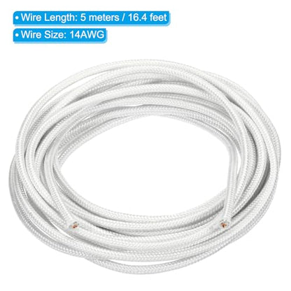 PATIKIL 16.4Ft 14AWG High Temperature Wire, -60-350 Degrees Celsius Mica Glass Fiber Electronic Wire Insulated Heat Resistant Electronical Flexible Cable for Lamp Boiler Heater, White - size: 14AWG