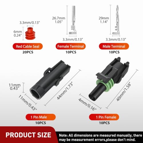 Nilight 60PCS 10 Kits 1 Pin Waterproof Automotive Electrical Connector Kit - size: 1Pin Spark Plug Connector 60PCS