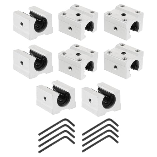 uxcell 8pcs SBR12UU Linear Bearing Block 12mm Open Slide Bearing Long Block for SBR12 Linear Motion Shaft Guides Slide Rails as 3D Printer CNC Router Part, Silver Tone