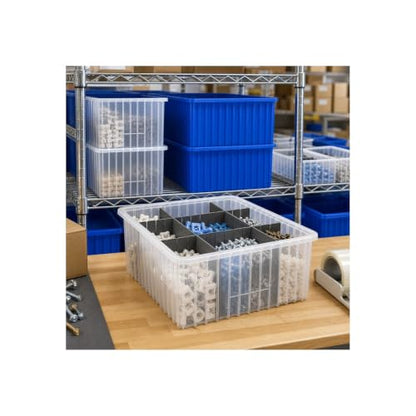 Quantum Storage DG92035 Dividable Grid Heavy Duty Part Organizer Bins - 16-1/2" x 10-7/8" x 3-1/2" - 12 Pack - color: Gray