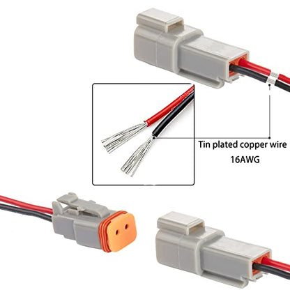 5 pack 2 wire connector 2Pin quick disconnect 7.9inches 16AWG Wire - size: 2pin connector grey