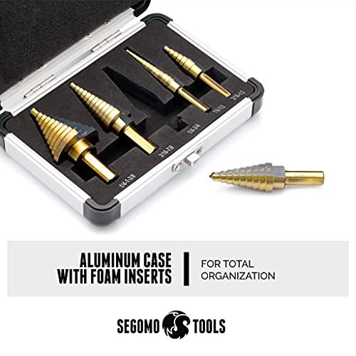 5 Piece SAE Multiple Hole 50 Sizes HSS Step Drill Bit Set with Aluminum Case | Stepped Drill Bit | Cone Drill Bit | Step Bit Set | Multiple Hole Drill Bit | Drill Step Bit - SDS5SAE