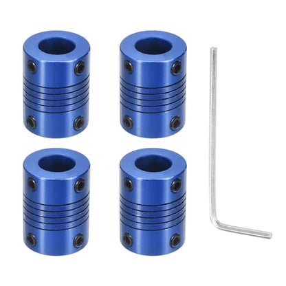 Flexible Shaft Coupling(10mm|10mm): 4 Pcs Blue Aluminum Alloy - color: Blue, size: 10mm x 10mm (19mm OD, 25mm L)