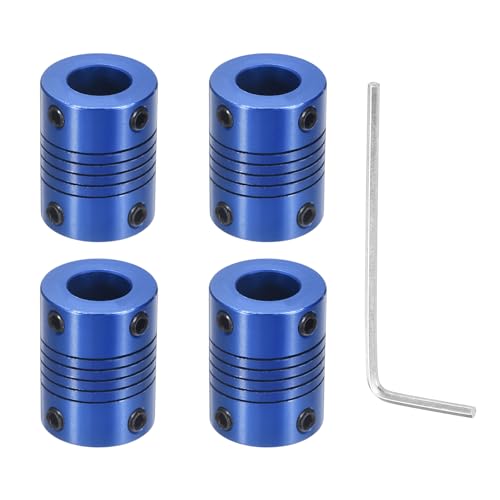 Flexible Shaft Coupling(10mm|10mm): 4 Pcs Blue Aluminum Alloy - color: Blue, size: 10mm x 10mm (19mm OD, 25mm L)