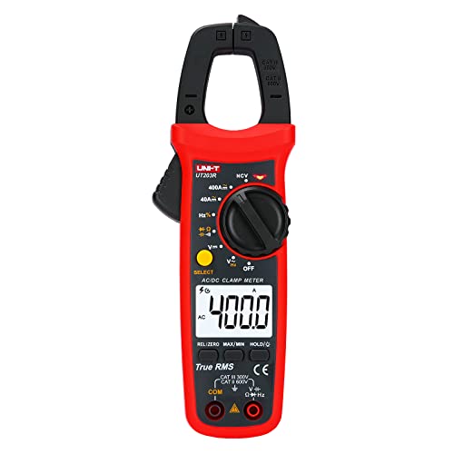 UNI-T Digital Clamp Meter UT203R AC Current True RMS Volt Amp Ohm Meter HVAC Clamp On Multimeter, Auto Ranging 4,000 Counts NCV AC DC Voltage Frequency Resistance Capacitance Continuity Diode Tester - size: UT203R