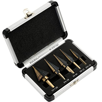 5PCS HSS Titanium Step Drill Bit Set for Metal Unibit - size: 5PCS Set