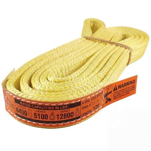DD Sling (USA Made) 1" & 2" Widths by 4' to 30' Lengths In Listing, 2 Ply, Endless Nylon Lifting Slings, 6,400 lbs Vert, 5,100 lbs Choker, 12,800 lbs Basket (1"x12') - size: 1"x12'
