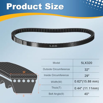 uxcell 5L320 Rubber V-Belt 32" Outer Circ 0.62" Width 0.44" Thickness - size: 5LX320