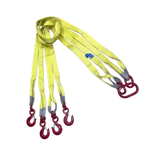 Four Leg Bridle Web Sling 13ft 22046lb, Lifting Sling, Web Slings Belt Type with Hook 4.0 m 10000 kg Light Weight and Flexible Capacity Steel Sling, Double Layer Design[4leg 10.0t 4m] - size: 13ft 4leg 22046lb