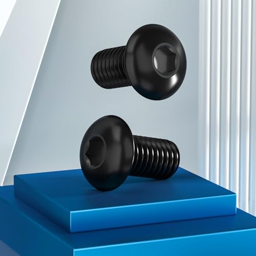 VGBUY 70Pcs 1/4-20 x 1/2" Button Head Socket Cap Bolts Screws,304 Stainless Steel 18-8,Black Zinc Plating,Fully Threaded,with Spanner Allen Hex Drive, for Furniture,Water Pump,Light Fixture(VG10302) - color: Black, size: 1/4-20 x 1/2"