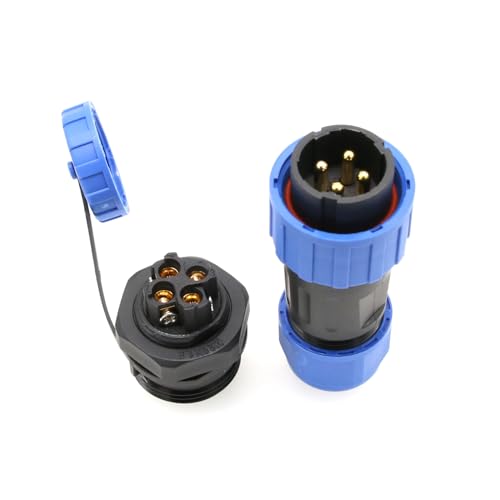 TY20 4 Pin 25A 380V Waterproof Electrical Connector, Male Female Cable Plug Socket, Screw Wiring for Power Outdoor Device - color: Panel Mount, size: 4 Pin 25A
