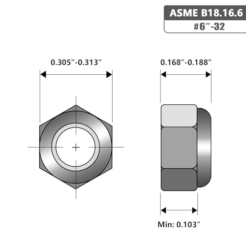 6-32 Black Nylon Insert Lock Nuts, Stainless Steel 304 (18-8) Black Coating Lock Nuts with Nylon Insert, 100pcs - color: Black, size: #6-32