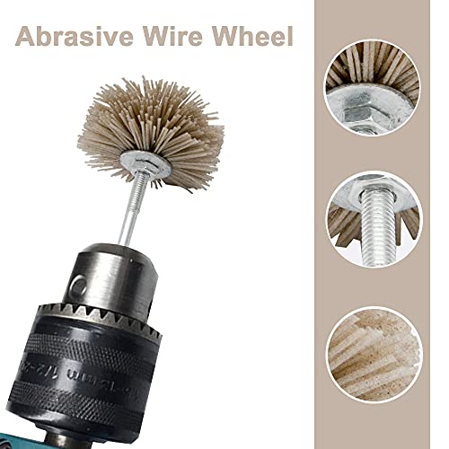 Nylon Filament Abrasive Wire Brush Wheel Grinding Head with 6mm Threaded Shank Cup Brush for Drill Gray 120# - size: Gray 120#