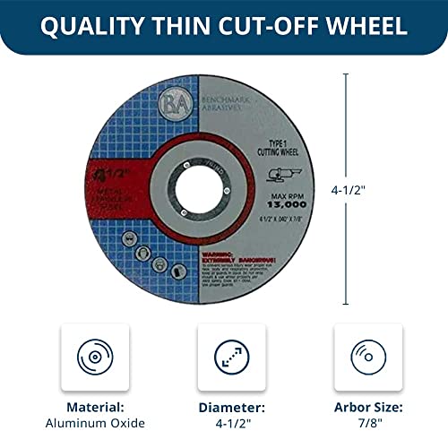 Benchmark Abrasives 4.5" Aluminum Oxide Type 1 Cut Off Wheels, 24000-Count - style: 4-1/2" | 1 Pallet | 480 Count