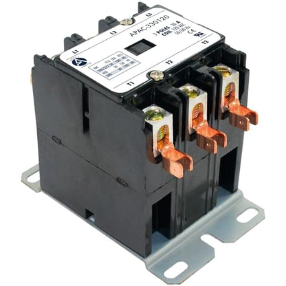 Appli Parts APAC-330120 Heavy Duty Contactor 3 Poles 30A 120V Coil Replacement for AC Compressors and Electrical Applications UL Certified E476929 - size: 3 Pole / 30A / 120V