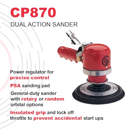 Chicago Pneumatic CP870-6 Inch (150 mm), Air Random/Rotary Sander Tool, Non-Vacuum, PSA, 10000 RPM, Home Improvement, Woodworking, Rust Removal, Polisher