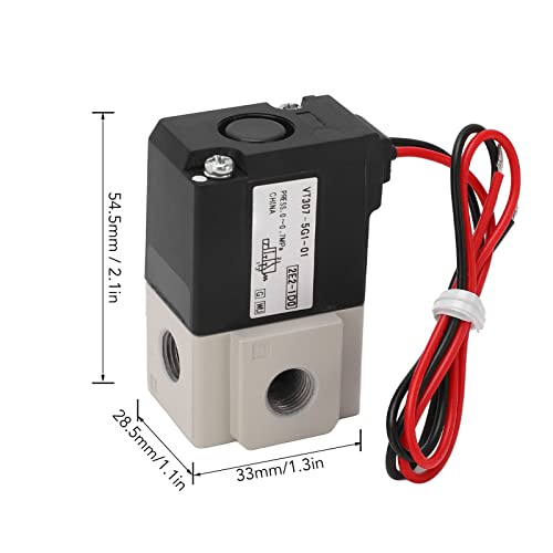 2 Position 3 Way Solenoid Valve Vacuum Electric, DC24V 3/2 Air Pneumatic Direct, G1/8 Normally Closed, Copper Coil, Aluminum Body, Good Sealing, for Air -0.7MPa Temperature