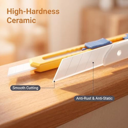 9mm Ceramic Utility Knife Blades Refills, 12 Pack - 60 Degree Snap Off Replacement Blades for Box Cutters, Never Rusts, Non-Magnetic, Non-Conductive Craft Knife Blade - color: 9mm/60 Degrees