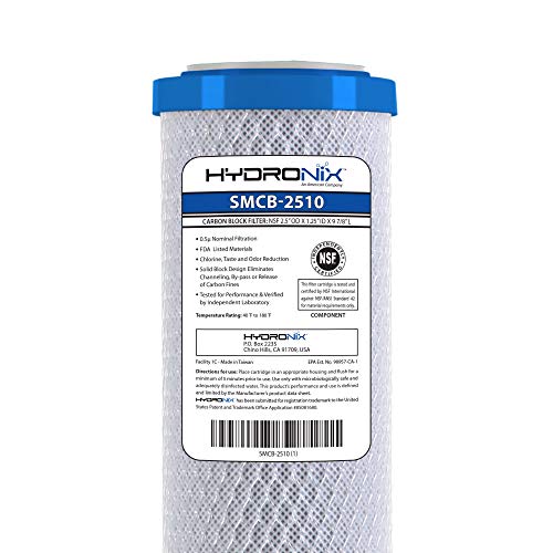 Hydronix SMCB-2510 NSF Coconut Activated Carbon Block Water Filter, 2.5" x 10" - 0.5 Micron